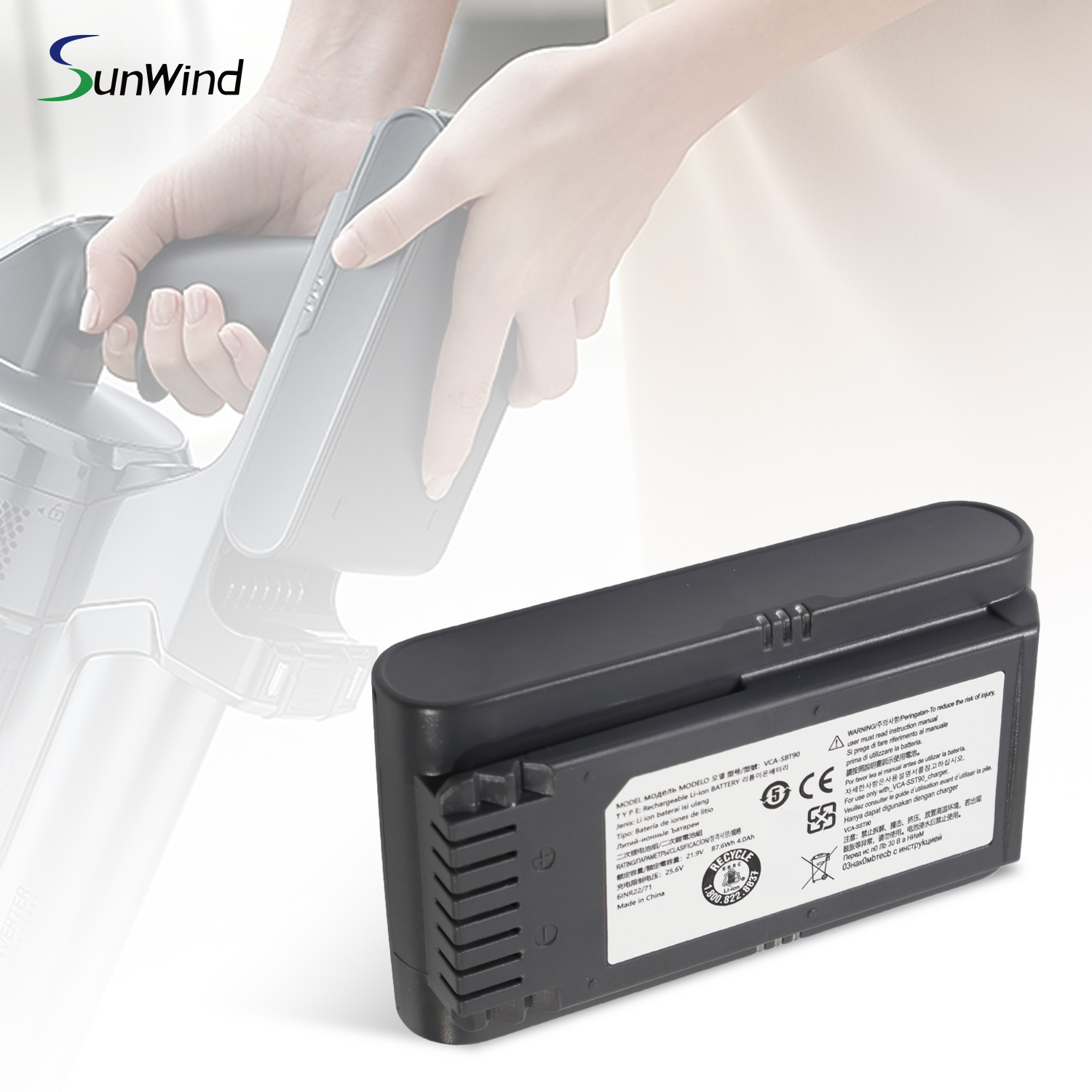 21.6V 4000mAh Replacement Battery for Samsung Jet 90 / Jet 90 Pet Eco-friendly Lithium Battery Vacuum Cleaner Battery