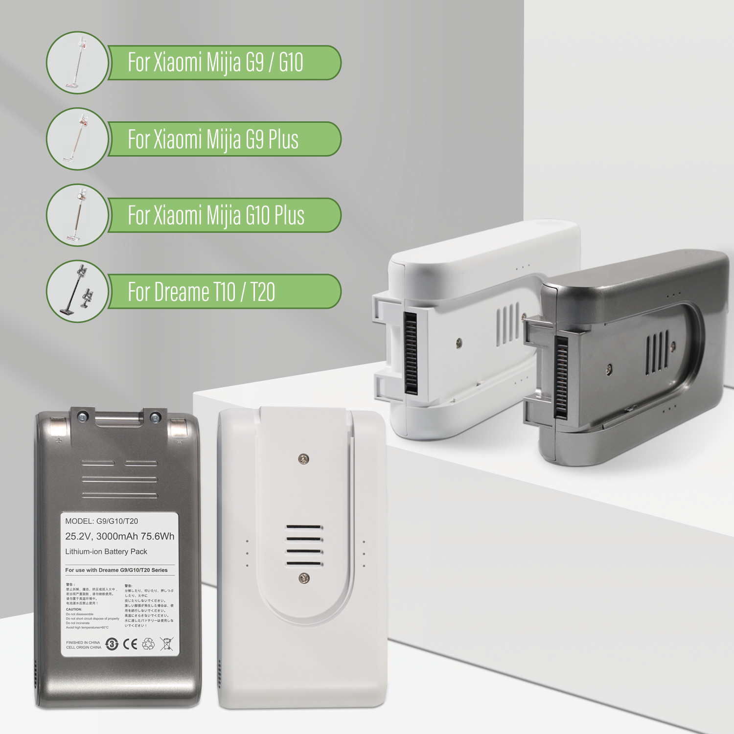 Sweeper Vacuum Cleaner For Xiaomi Mijia Wireless Vacuum Cleaner G10 G9 G9 Plus G10 Plus 25.2V 3000mAh Replacement Lithium Ion Battery