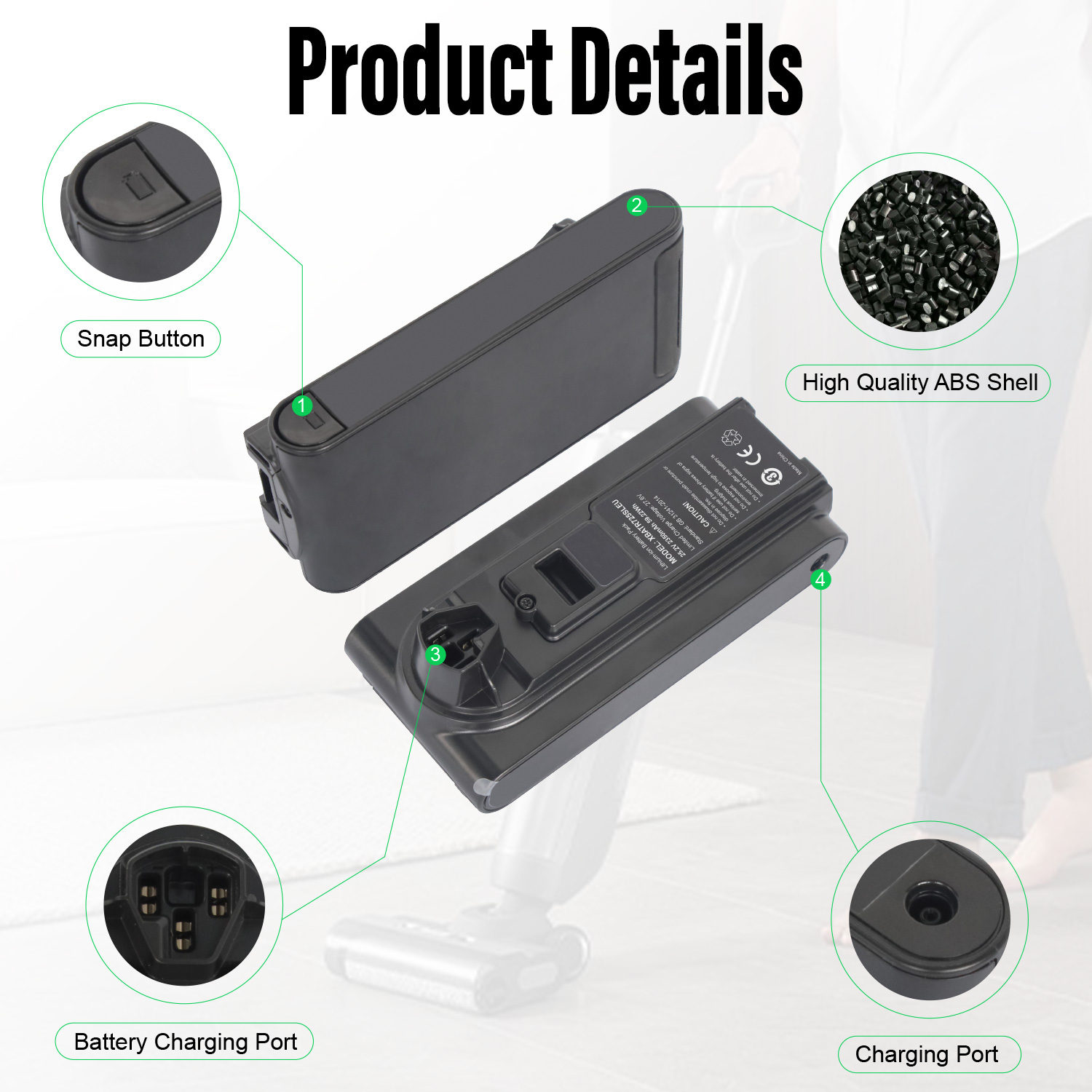 Sweeper Vacuum Cleaner XBATR725SLEU Battery for Shark IZ862H IZ840H UZ865H 25.2V 2350mAh