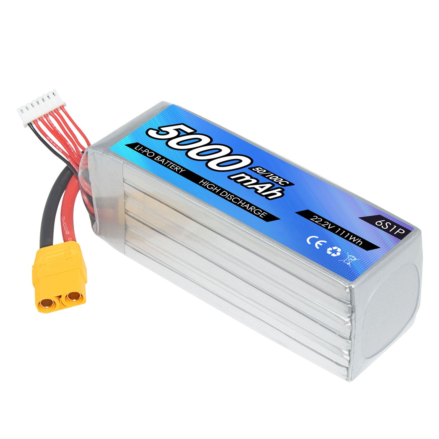 22.2V 5000mah 6S 50C 100C XT90 RC Battery Air Drone High Discharge C Rating Performance Helicopter Lipo Drone Battery