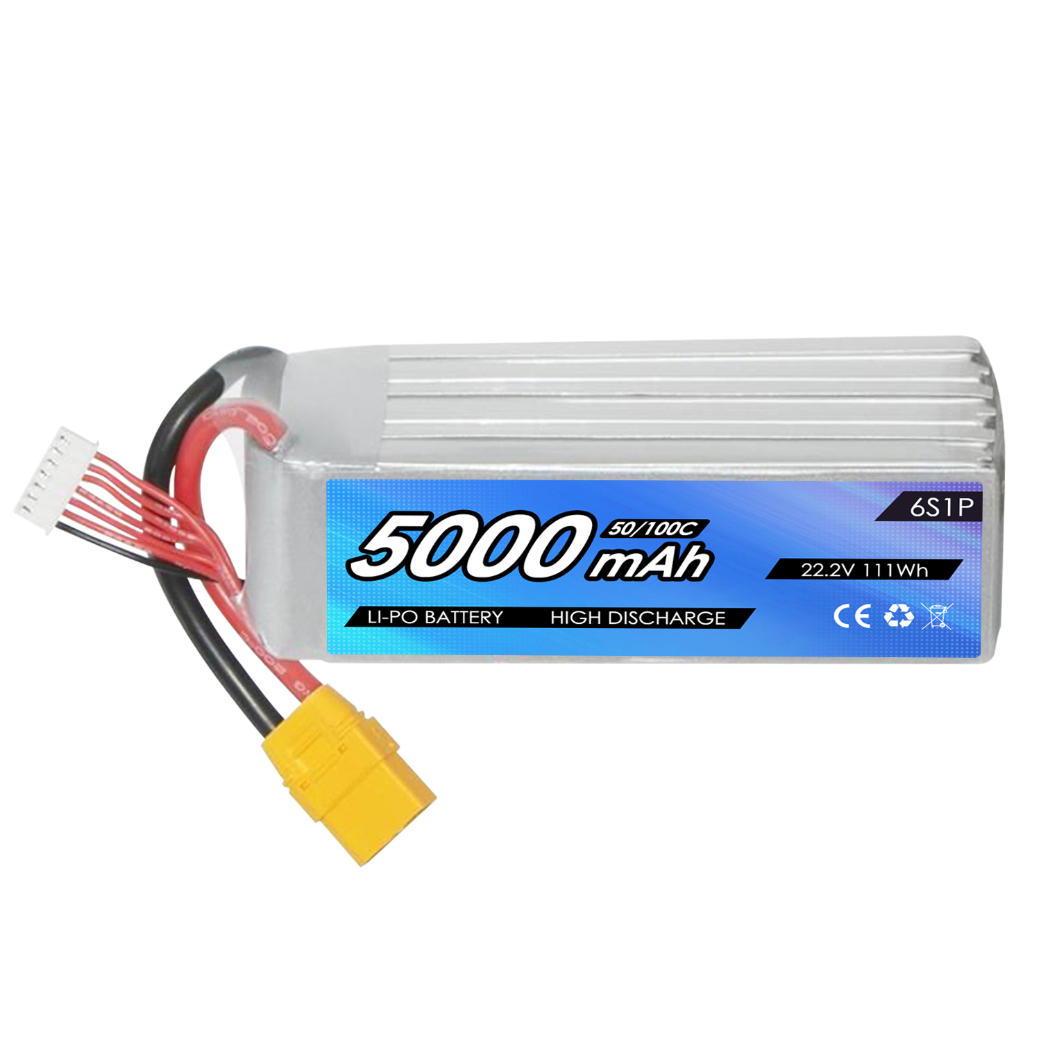 22.2V 5000mah 6S 50C 100C XT90 RC Battery Air Drone High Discharge C Rating Performance Helicopter Lipo Drone Battery