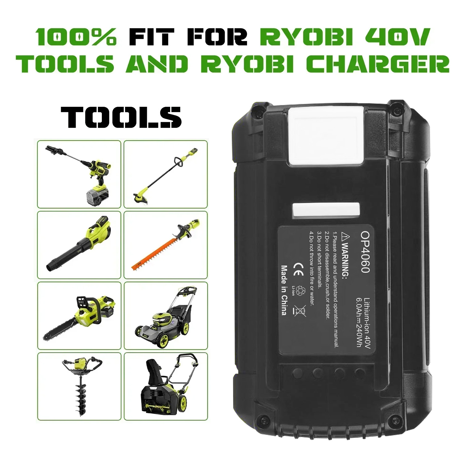 6.0Ah Ryobi Batterie 36v/40v Rechargeable Replacement 40v Ryobi Lithium Battery Cordless Tool Combo Kit OP4026 OP4040 OP4050